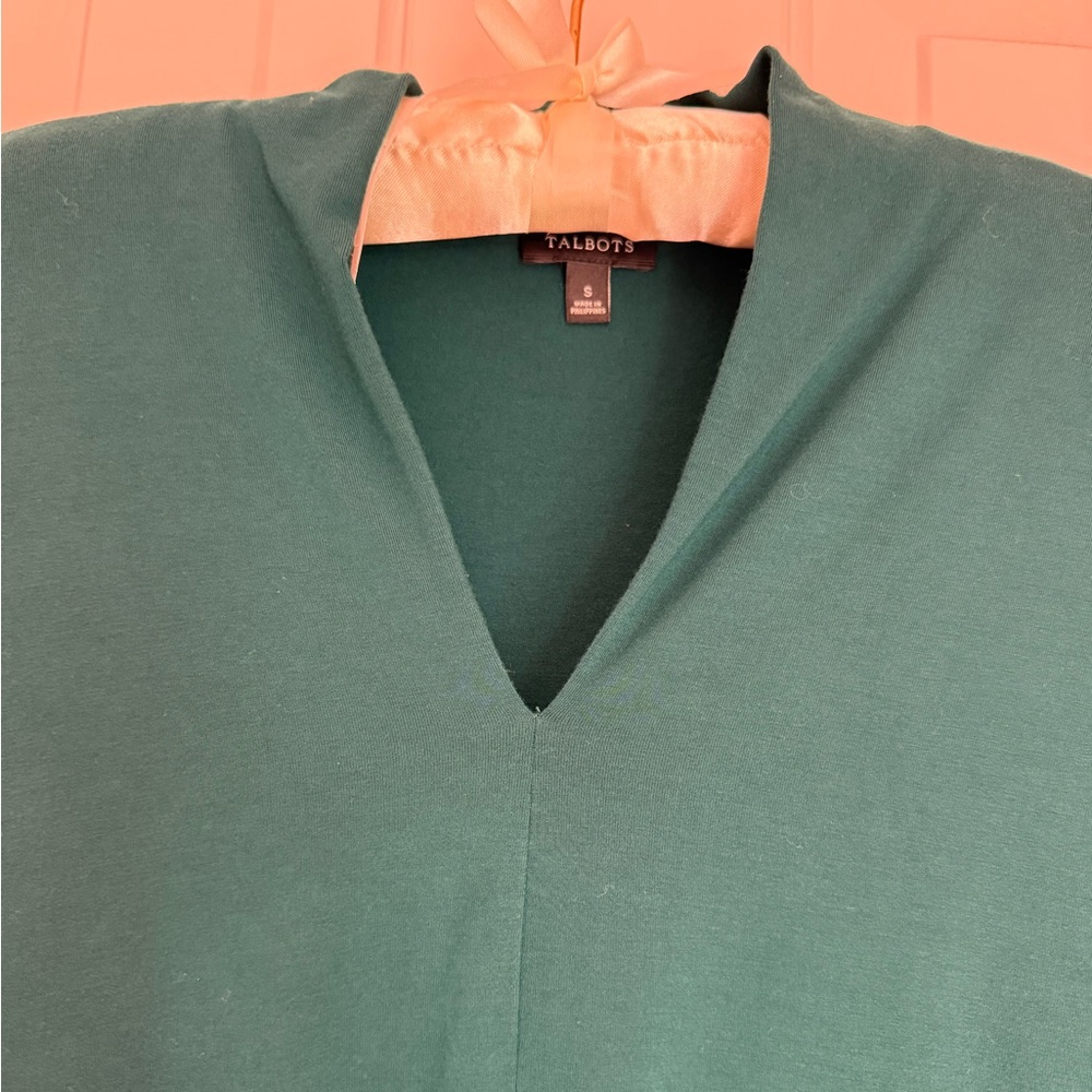 💚Talbots green blue teal v neck long sleeve shirt size small EUC - Picture 2 of 5